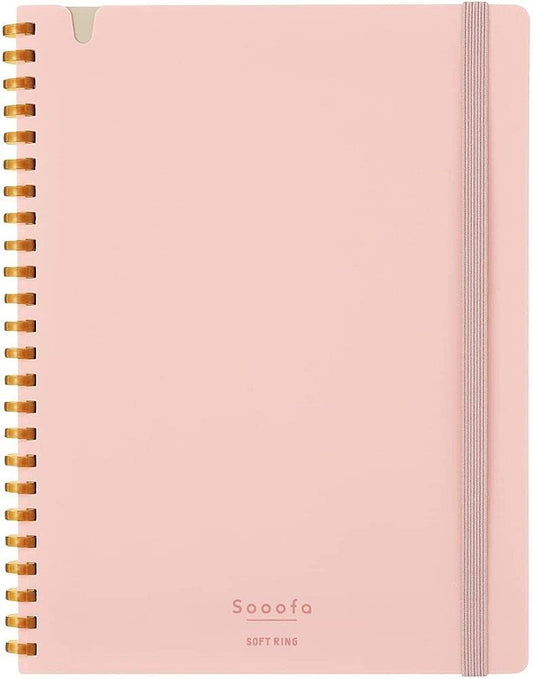 KOKUYO Graph Journal Notebook, Sooofa 8.3'' x 6.2'' Soft Ring Notebook for Women 4mm Grid Ruled, 80 Perforated Sheets, Pink, A5 Notebook for Work Journals for Writing. Japan Import (SU-SV738S4-P)