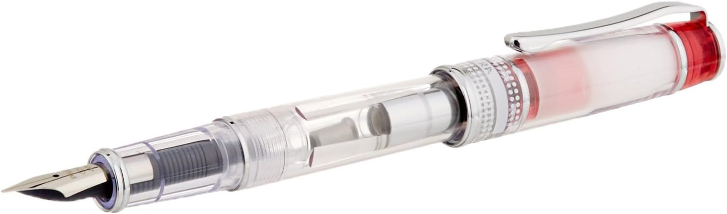 PILOT Prera Iro-Ai Calligraphy-Nib Fountain Pen, Transparent Red Body (FPRN-350R-TRCM)