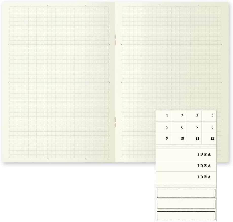 DESIGNPHIL Midori 15305006 Notebook, MD Notebook, Light, A5, Square Ruled, Set of 3, A