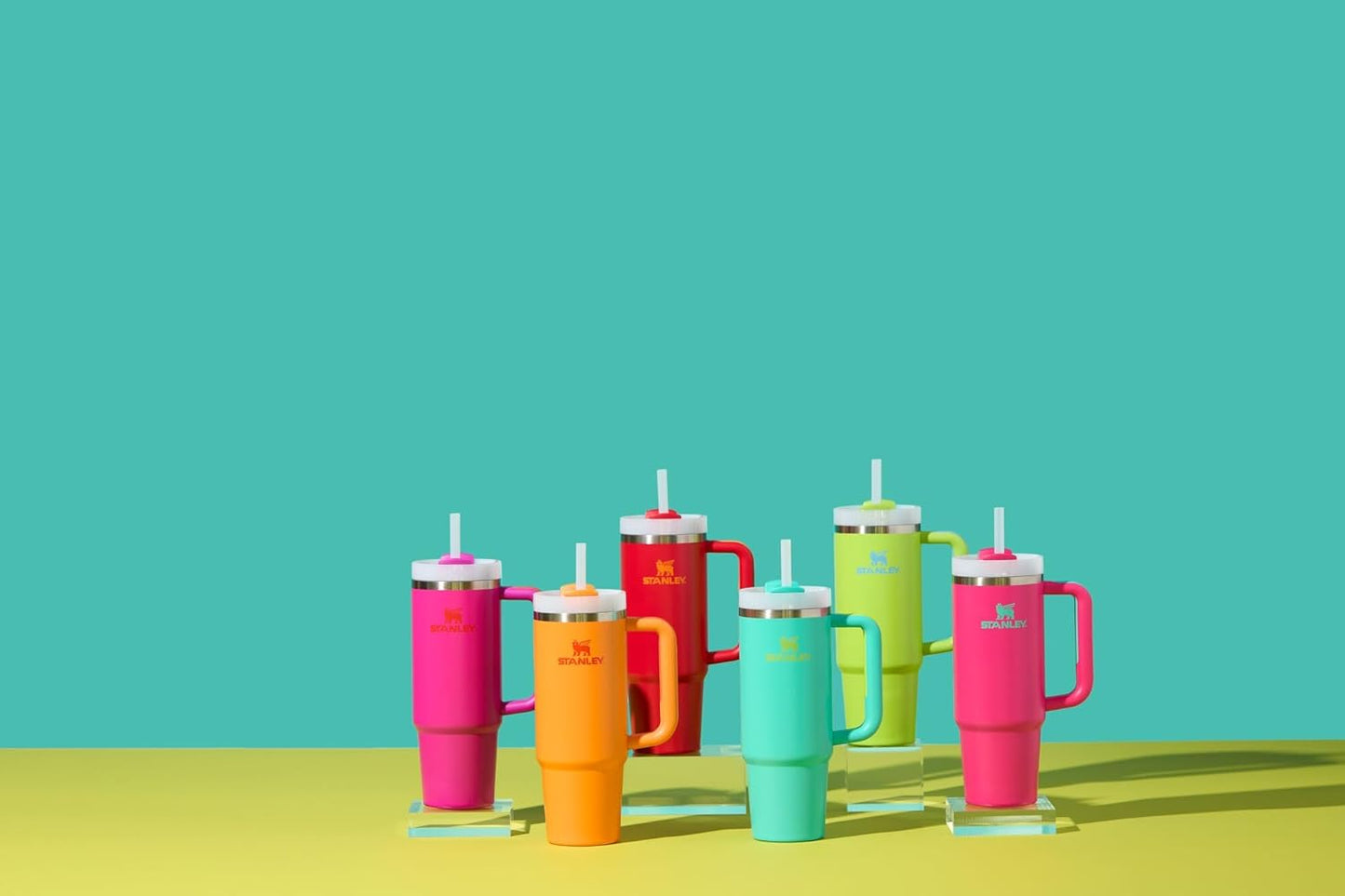 Stanley Quencher H2.0 Tumbler with Handle and Straw 30 oz | Flowstate 3-Position Lid | Cup Holder Compatible for Travel | Insulated Stainless Steel Cup | BPA-Free | Bright Lime