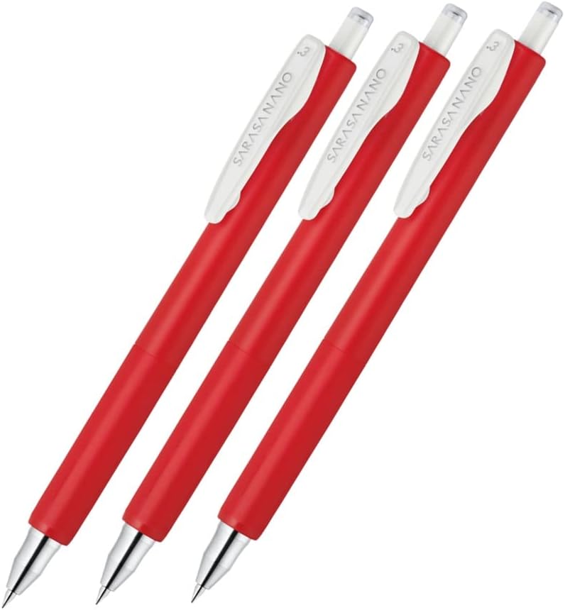 ZEBRA JJH72-R3-AZ Sarasa Nano Gel Ballpoint Pen, 0.3mm, Red 3 Pieces Set