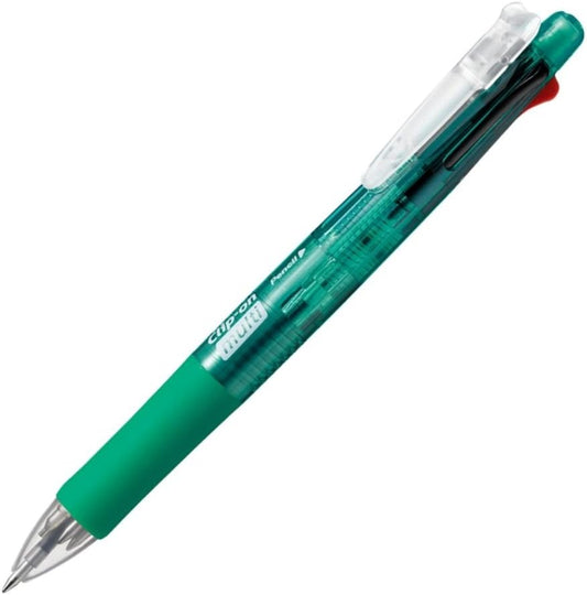 ZEBRA Clip-On Multi Color Multifunctional Pen, Clear Green Barrel (B4SA1-G)