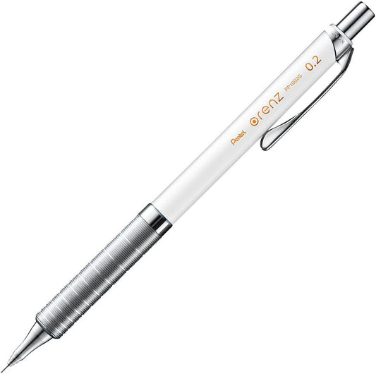 Pentel Mechanical Pencil, Orenz, with Metal Grip, 0.2mm, White (XPP1002G-W)