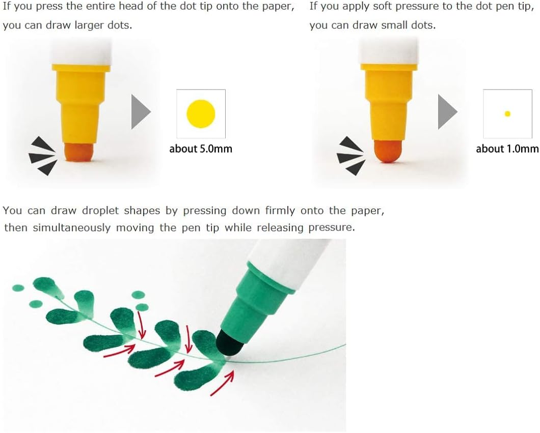 Kuretake Zig Clean Color Dot Pens Water Based Marker, 12 Colors Set (TC-6100/12V)