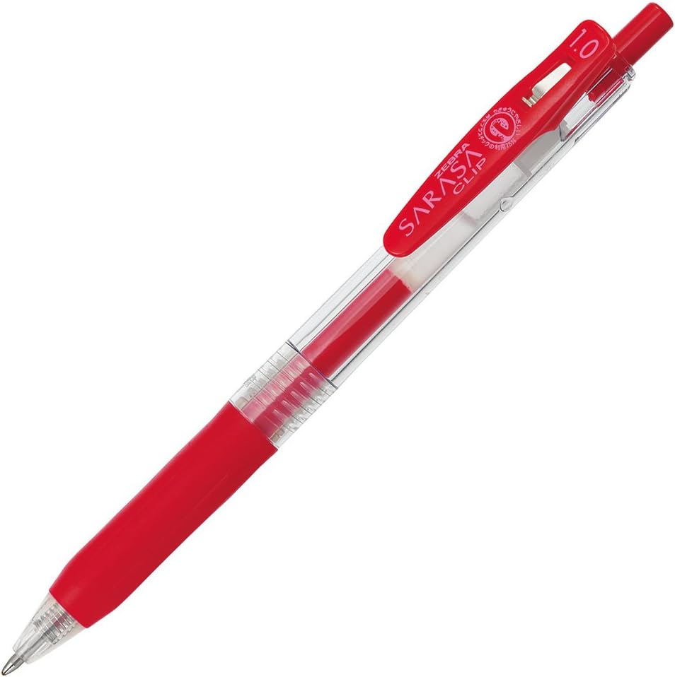 Smooth Writing Gel Pen 0.7mm - Zebra Sarasa Clip Red Gel Pen 10 Pieces - Fast Drying Smooth Ink Performance - Office Journaling and Study Use