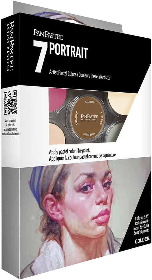 PanPastel Artist Pastels by GOLDEN, Portrait Set, 7 Color, Professional Artist Pastels, Unique Pan Format (cake-like)