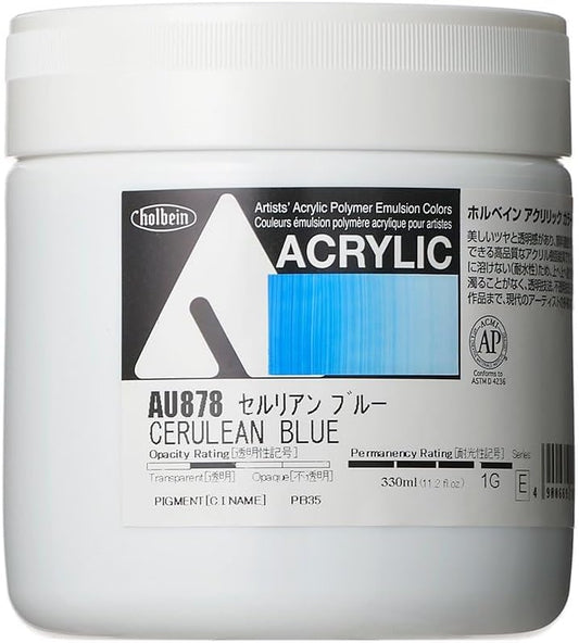 Holbein AU967 Acrylic Color, Heavy Body, Pearl Red, 11.2 fl oz (330 ml) (cerulean blue)