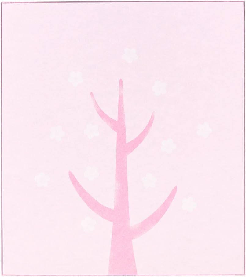 Midori 33156006 Colored Paper with Stickers, Cherry Blossom Pattern