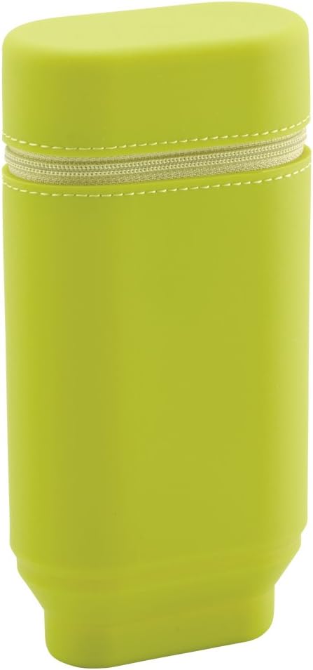 LIHIT LAB A7695-6 Stand Pen Case, Oval Type, Large, Yellow Green