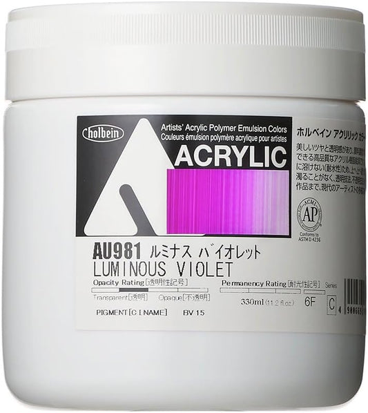 Holbein Acrylic Color Heavy Body 330ml - Luminous Violet (Artists' Acrylic Polymer Emulsion Colors)