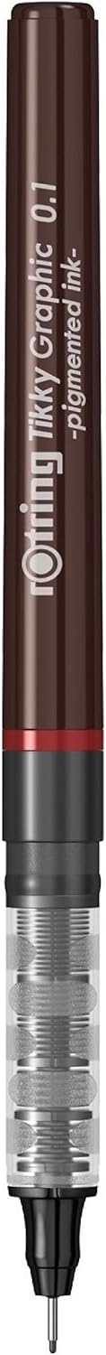 rOtring Tikky Fine Liner Fiber Tip Graphic Pen, 0.1 mm, Black Ink (1904750)