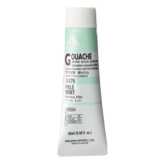 Holbein Acryla Gouache Artists Acrylic Polymer Emulsion, 20ml Pale Mint (D076)