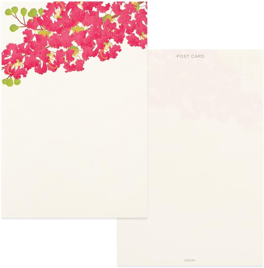 Midori 88686006 Postcard Notes, Paper Series, Summer Letter, 4 Patterns, Summer Floral Pattern