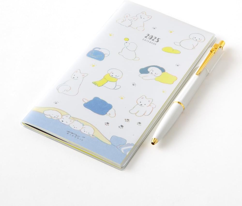 Midori Pocket Diary 2025 Slim Monthly Dog Pattern 22297006 (Begins January 2025)