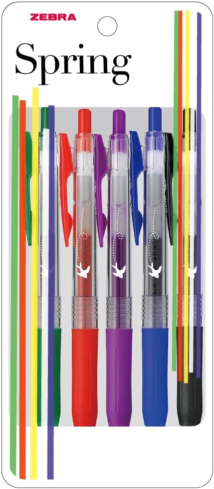 ZEBRA JJ15-5C-5A Sarasa Clip Gel Ballpoint Pen, 0.02 inches (0.5 mm), Brim Pattern, Includes Zipper Case, Set of 5 Colors