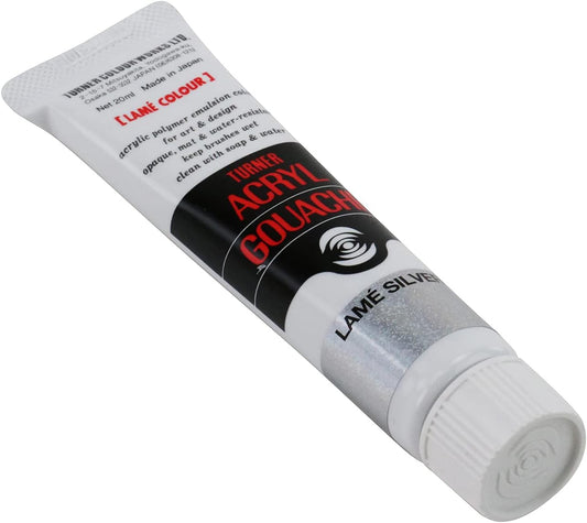 Turner Colour Works Acryl Gouache Artist Acrylic Paint - Single 20 ml Tube - Lam Silver