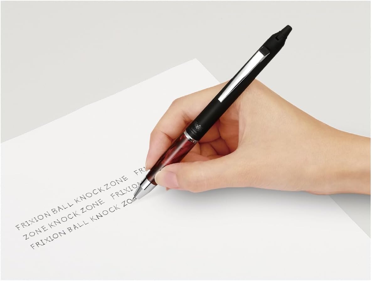 PILOT FriXion Ball Knock Zone, Slide Clicker Retractable Erasable Gel Ink Pen, Fine Point 0.5mm, Inspiration Red, Refillable Water-Based Gel Ink (Black), LFBKZ-3SEF-IR