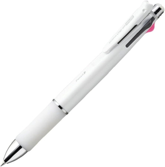 ZEBRA Clip-on multi 1000S Multifunctional Pen, 4 Color 0.7 mm Ballpoint and 0.5 mm Mechanical Pencil, White Barrel (B4SA3-W)