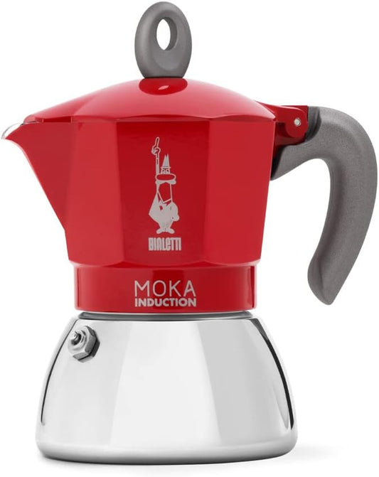 Bialetti - Moka Induction, Moka Pot, Suitable for all Types of Hobs, 6 Cups Espresso (9.4 Oz), Red