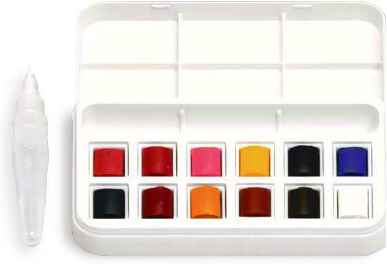 Winsor & Newton Cotman Half Pan with 12 Colors Water Brush