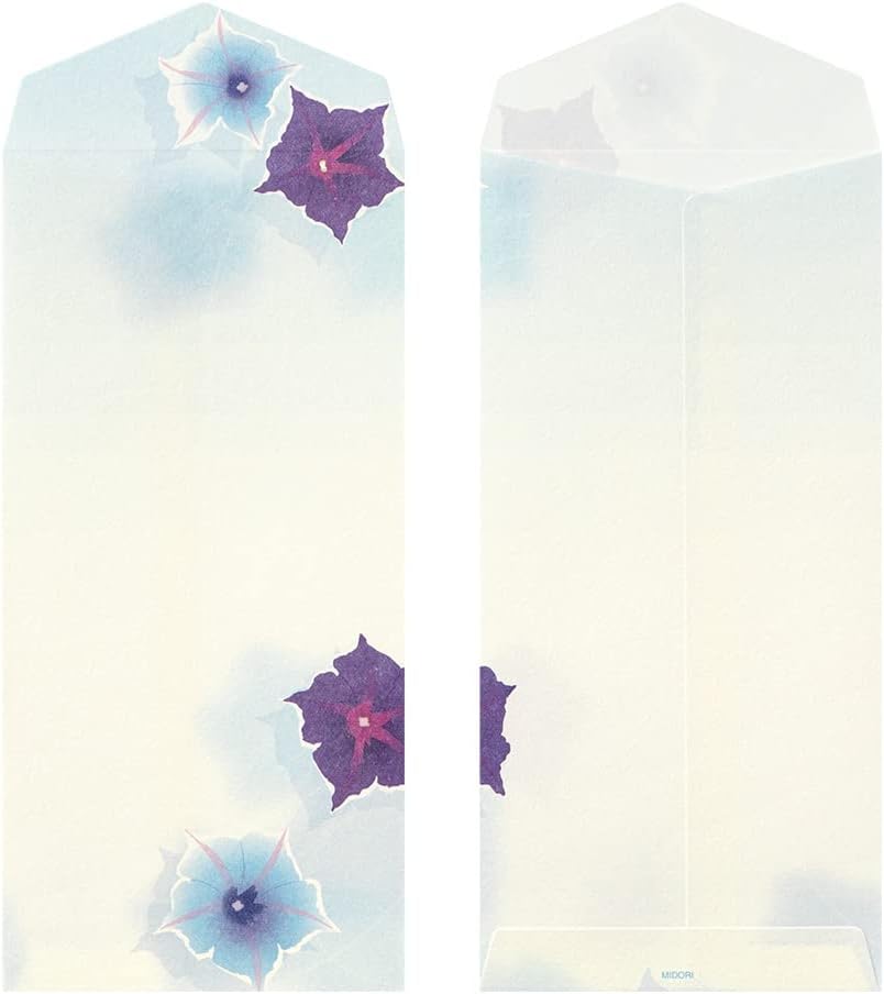 Midori 87104006 Envelope Paper Series, Summer Letter, 4 Patterns, Morning Glory Hand Water Pattern