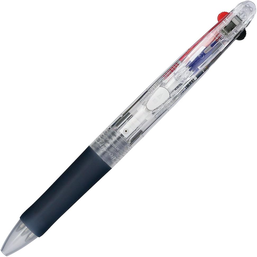 ZEBRA B-B3A3-C Clip-on G3C 3-Color Ballpoint Pen, Transparent, 10 Pieces