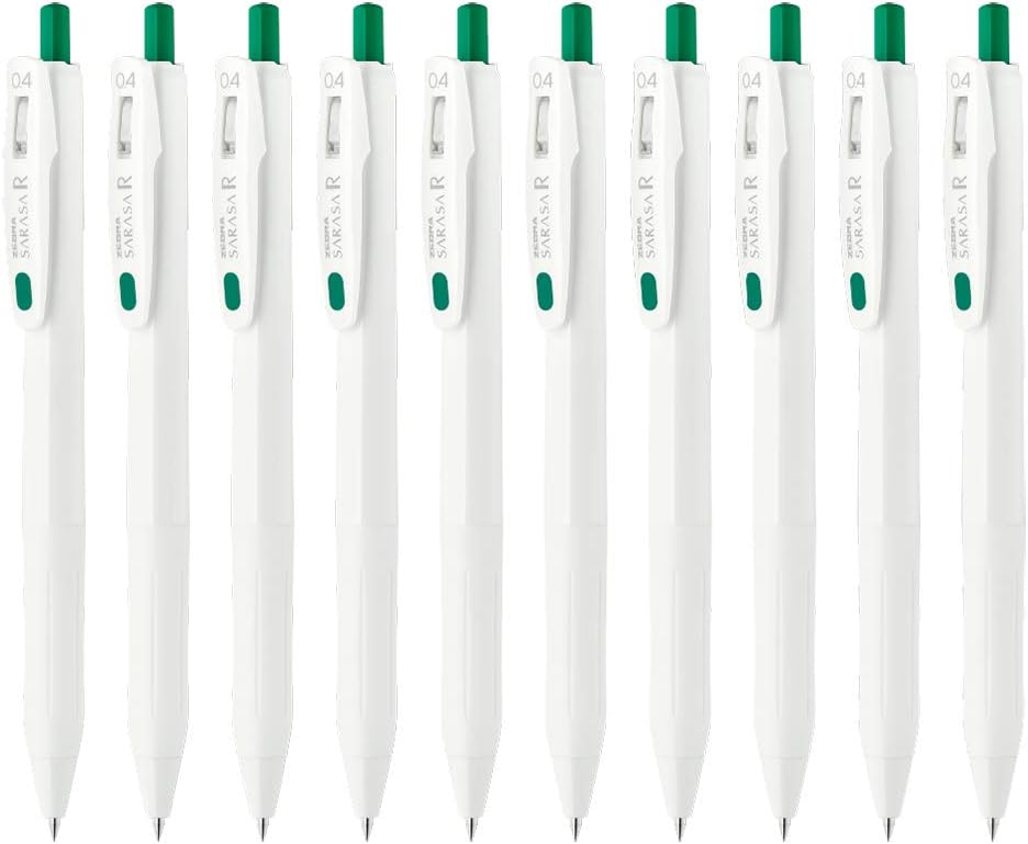 ZEBRA B-JJS29-R1-G Gel Ballpoint Pen, Sarasa R, 0.4mm, Green, 10pcs