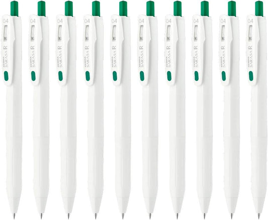 ZEBRA B-JJS29-R1-G Gel Ballpoint Pen, Sarasa R, 0.4mm, Green, 10pcs