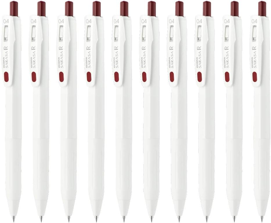 ZEBRA Sarasa R B-JJS29-R1-RBK Gel Ballpoint Pen, 0.02 inches (0.4 mm), Red Black, 10 Pieces