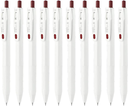 ZEBRA Sarasa R B-JJS29-R1-RBK Gel Ballpoint Pen, 0.02 inches (0.4 mm), Red Black, 10 Pieces