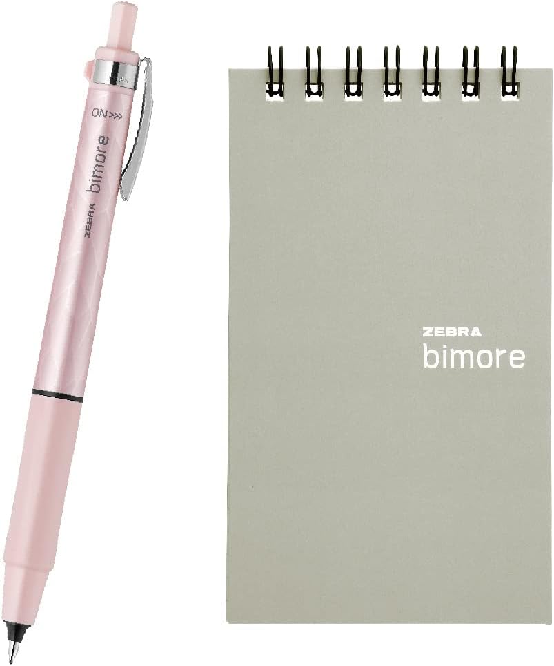 ZEBRA SE-JJ114-P Gel Ballpoint Pen, Bimore Notepad Set, Beautiful Letters, Black Ink, Pink Axis