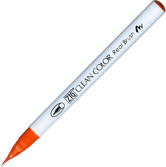 Kuretake ZIG Clean Color Real Brush Pen, Orange Ink