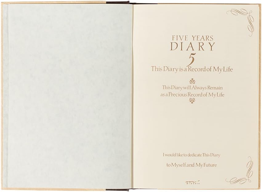 DESIGNPHIL Midori 12107001 Diary for 5 Year Consecutive Use, Western Style