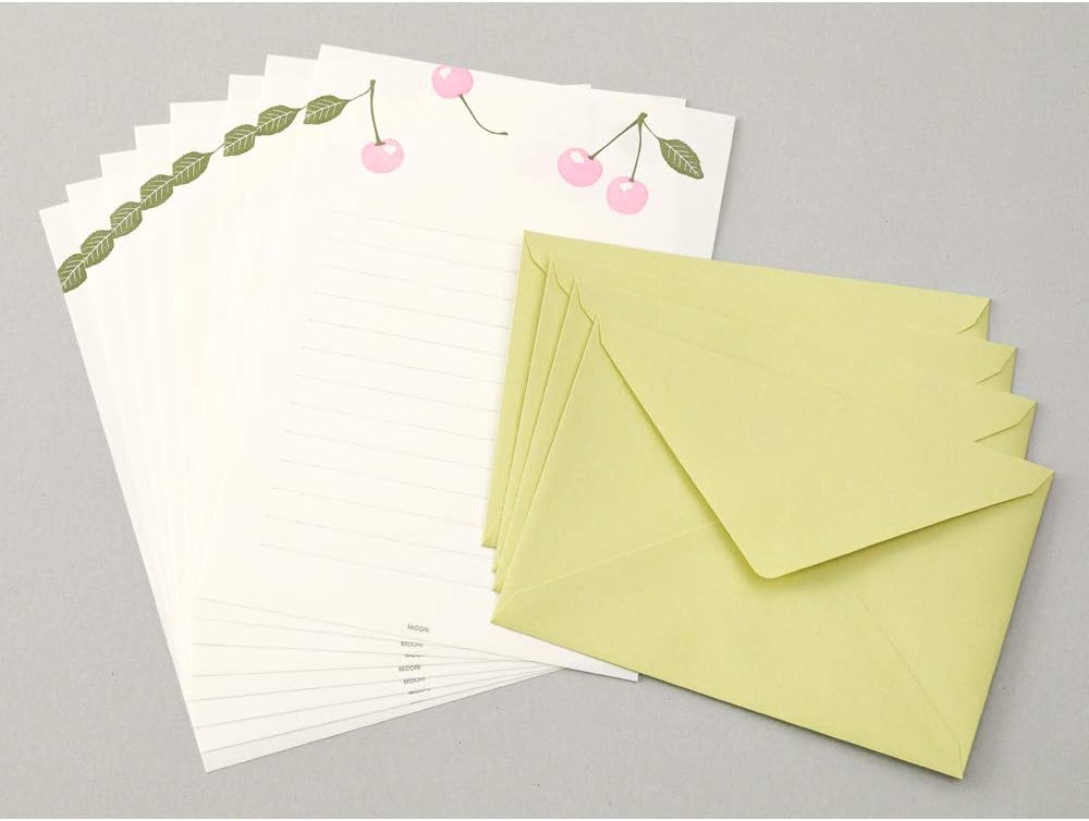 Midori 86475006 Letter Set, 475, Letterwork, Cherry Pattern
