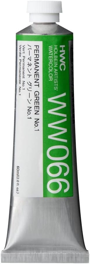 Holbein W018 Transparent Watercolor Paint, Vermilion, 0.16 fl oz (5 ml) (No.2), 003018 (Permanent Green No.1)