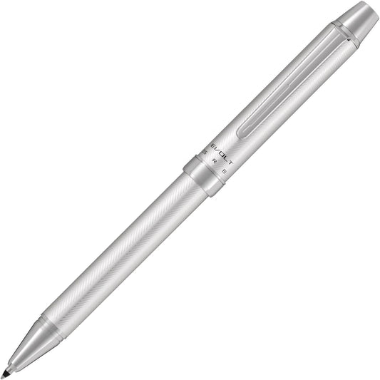 PILOT 2 +1 EVOLT 2 Color 0.7 mm Ballpoint Multi Pen 0.5 mm Mechanical Pencil, Herringbone Silver Body