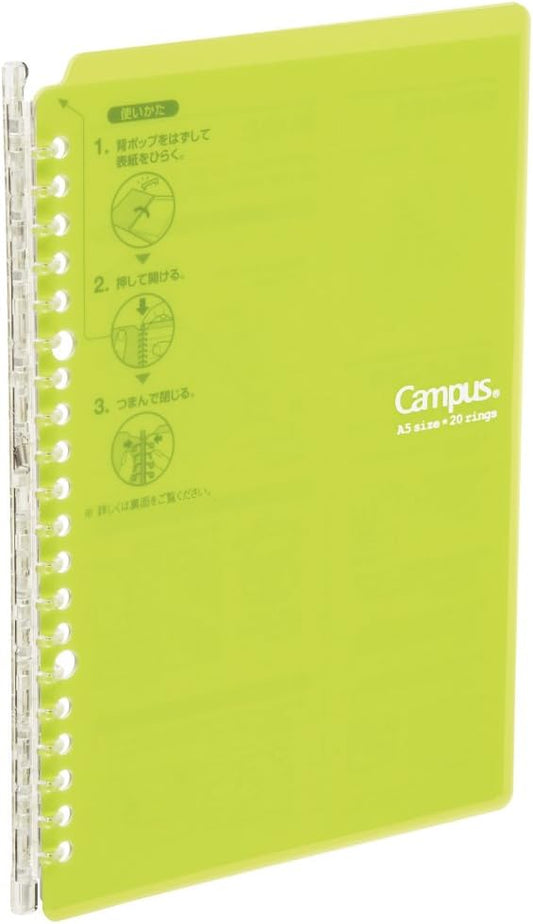 KOKUYO Campus Smart Ring Binder Notebooks, B5, 25 Capacity, 26 Rings, Light Green, Japan Import (RU-SP700YG)