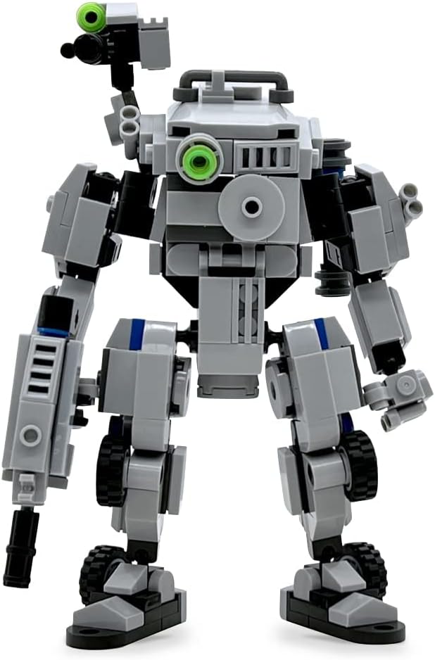MyBuild Mecha Frame Armed Forces 7003 - Stryker Mech Light Gray with Commander Weapon Box, Military Themed Building Bricks for Mech Fans, Ages 14 and Up