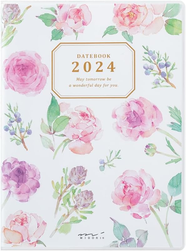 Midori Pocket Diary 22251006 Weekly Planner, 2024, A6, Clover Pattern, Starts January 2024 (country thyme floral)