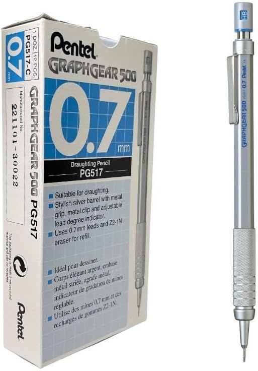 Pentel Graphgear 500 PG517 0.7mm Mechanical Drafting Pencil (Pack of 1)