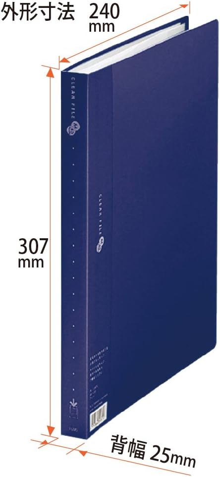 Plus File Clear File Super Economy A4 Vertical 40 Pockets 88-431 Navy