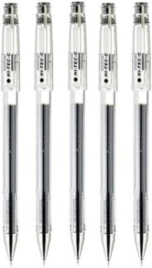 PILOT Hi-Tec-C 03 Gel Ink Pen, Micro Fine Point 0.3mm, Black Ink, LH-20C3, Value Set of 5