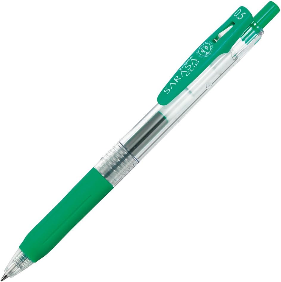 ZEBRA Sarasa Clip B-JJ15-G Gel Ballpoint Pen, 0.5, Green, 10 Pieces