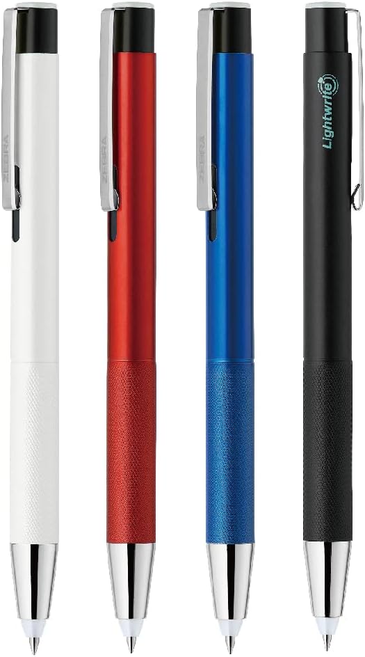 Zebra P-BA96-AS-4AZ Permanent Ballpoint Pen with Light, Light α, 0.7mm, Black Ink, Assorted Axis, Set of 4