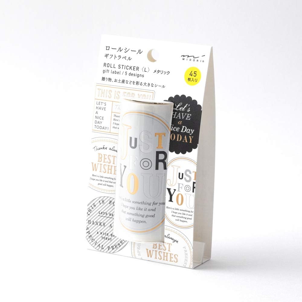 Midori 82472006 Roll Stickers, Large, Metallic, Gift Label Pattern