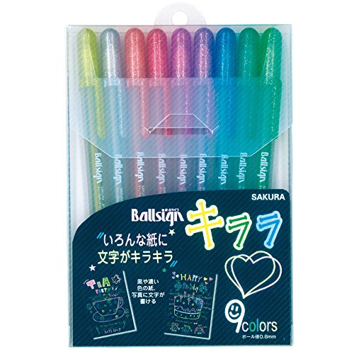 Sakura Crepas PGB9N Water Based Ballpoint Pen, Ballpoint Sign, Kirara, 9 Colors