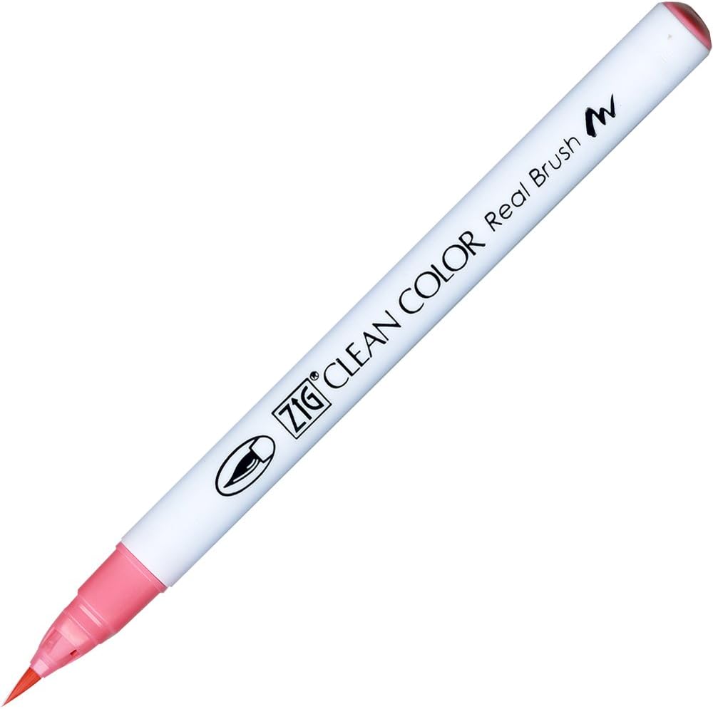 Kuretake ZIG Clean Color Real Brush Pen, Light Carmine Ink