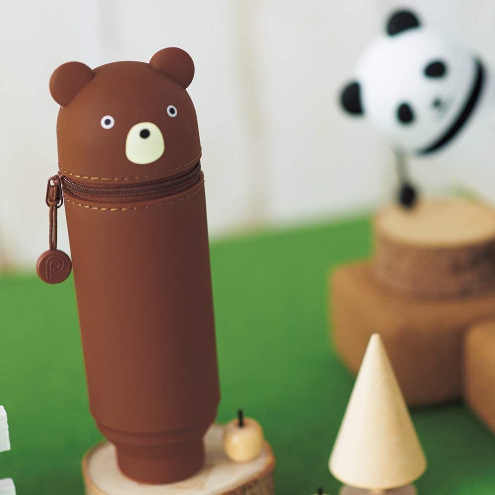 LIHIT LAB Kawaii Japanese Black Cat Stand Up Pencil Case For School Office College, Cute School Supplies, Animal Pen Holder Pouch Holder Teen Girls Artists, Travel Cosmetics Storage (A7712-3)