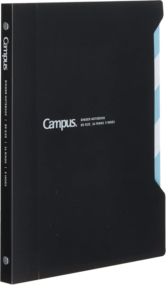 Kokuyo Campus Slide Binder with 5 Tab Dividers, Slim Type, B5, 26 Holes, Up to 65 Sheets, Black, Japan Import (RU-P737D)