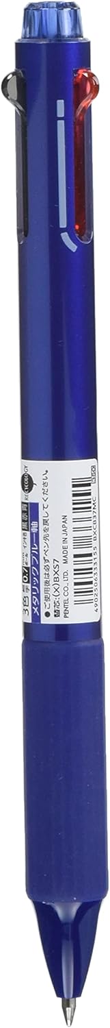 Pentel BXCB37MC Tri-Color Ballpoint Pen, Feel 0.7, Metallic Blue